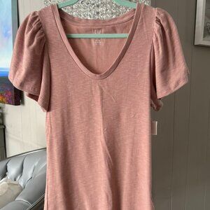 BNWT Dusty Rose Flutter Sleeve stretch blouse Sz M tall